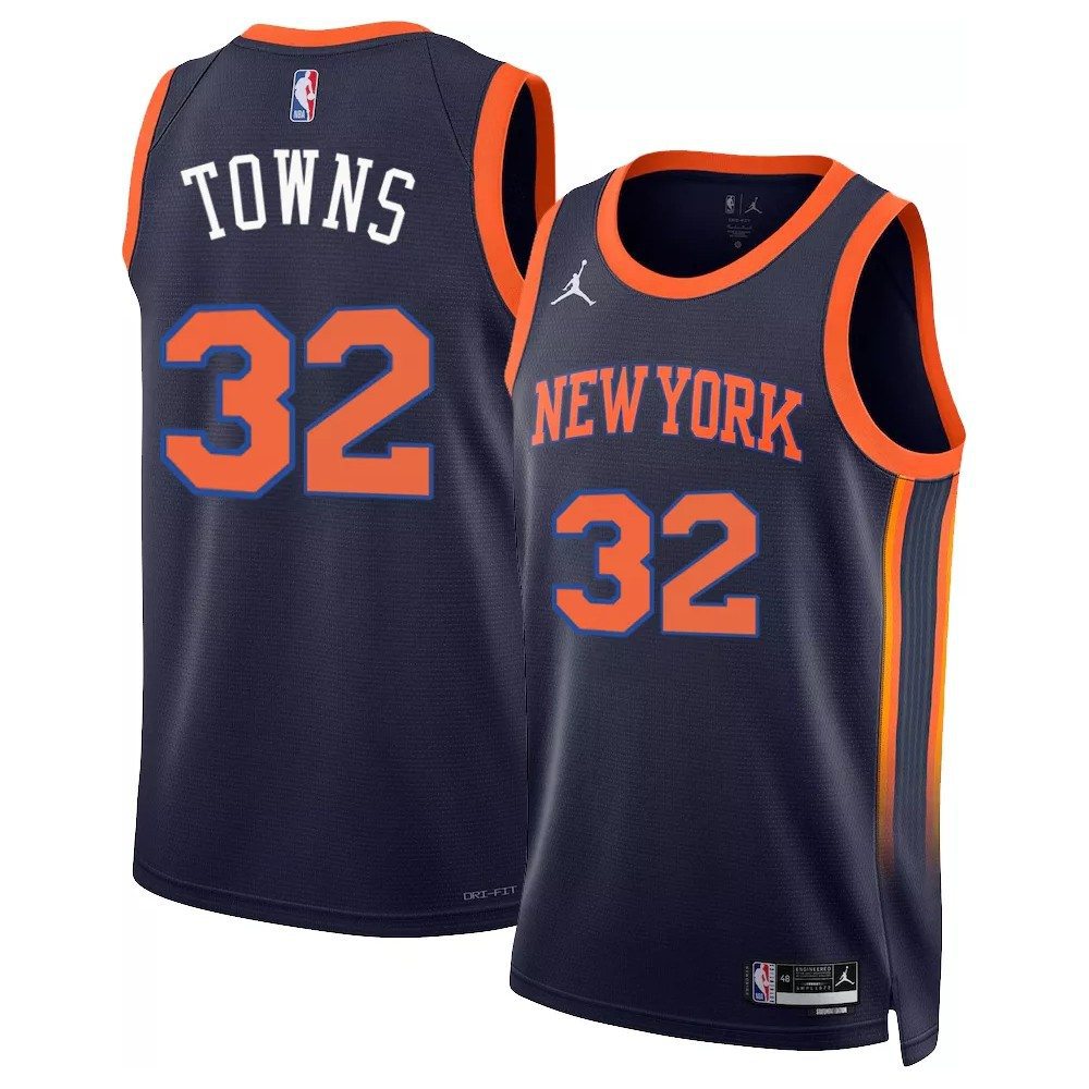 Karl-Anthony Towns New York Knicks Jordan Brand 2022/23 Swingman Jersey - Statement Edition - Navy-Pro Kit Vault | Brand New 26/27 Sports Jerseys